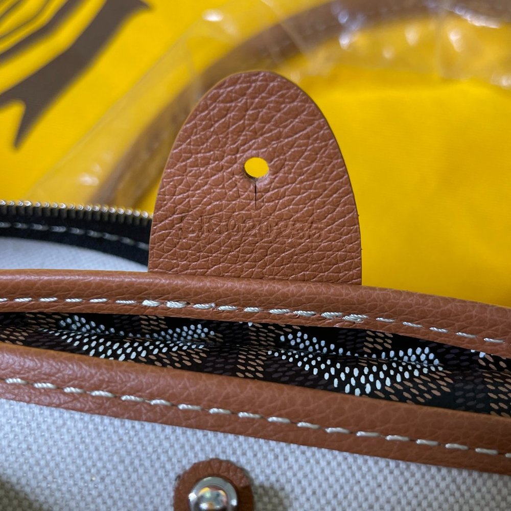 Goyard Artois PM Small Black/Tan Leather Canvas Zipped & Structured Tote - Picture 8 of 13